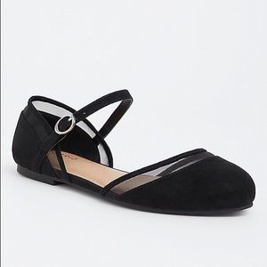 Wide Width Suede & Mesh Flats (black) Torrid